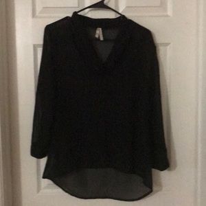 Sheer high low shirt.